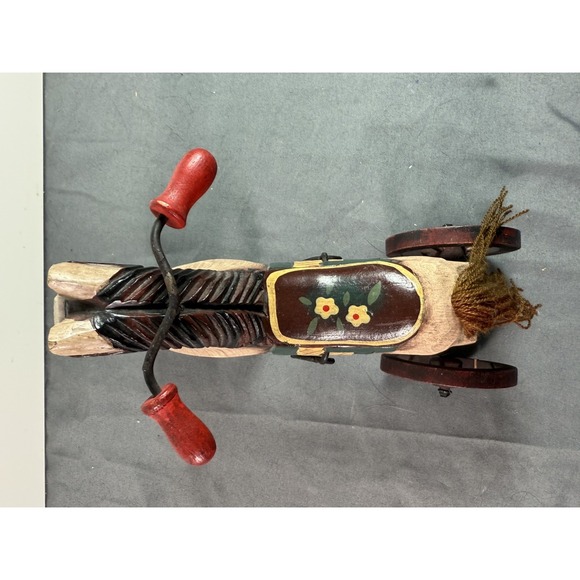 ANTIQUE VINTAGE HAND-CARVED and Painted WOODEN HORSE TRICYCLE DECOR SCULPTURE - Picture 4 of 8